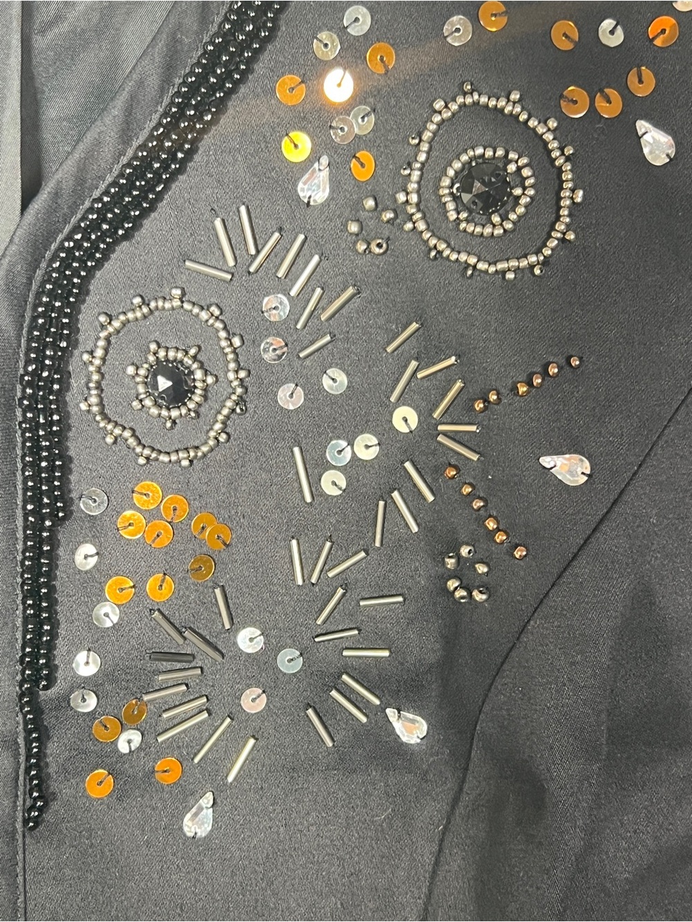 Chico's 0 black beaded blazer suit jacket size 4 small S B165 - Picture 3 of 4
